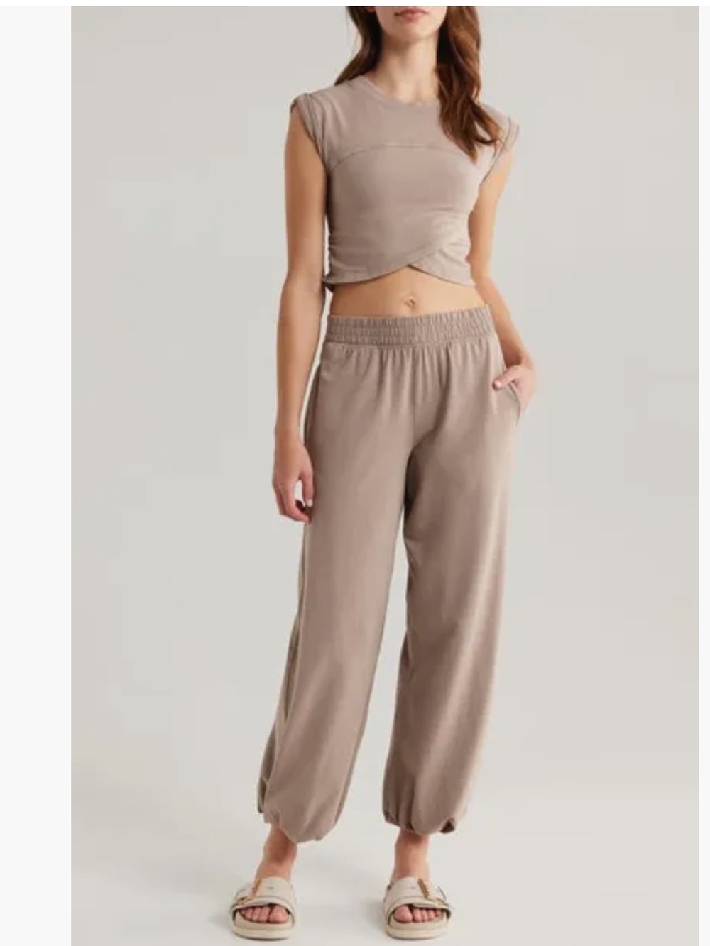 Free People Golden Hour Taupe Jogger Pants